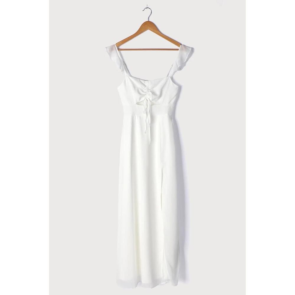 Lulus The‎ Way to Love White Ruffled Maxi Dress Medium - Picture 3 of 16